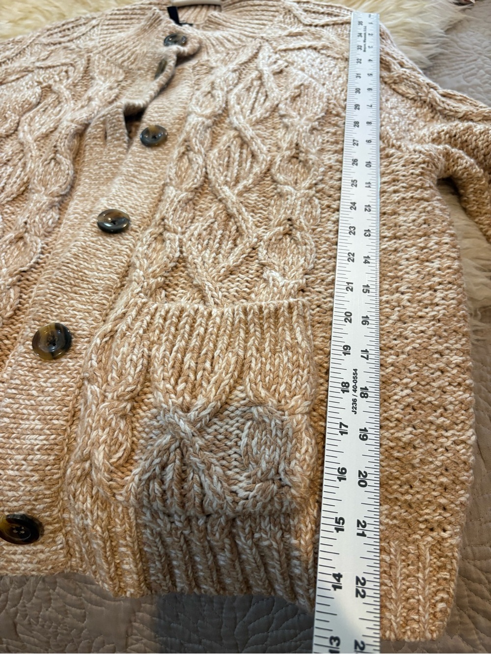 Talbots Beige Cable-Knit Button Front Cardigan - Picture 7 of 8